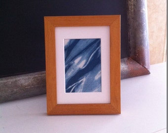 Shibori natural indigo hand dyed framed tabletop art