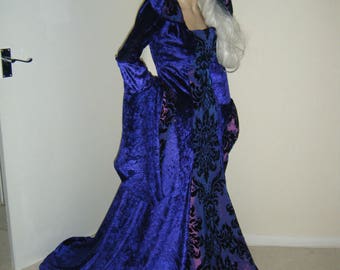 Purple Medieval renaissance hooded wedding dress salem whitby game of thrones made to order