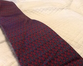 Vintage HERMES Tie PARIS Silk Tie Wine Red