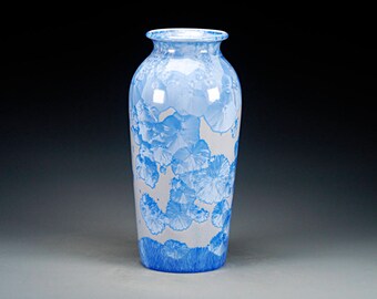 Ceramic Vase - Blue, Grey - Crystalline Glaze on High-Fired Porcelain - Hand Made Pottery - FREE SHIPPING - #E-5090