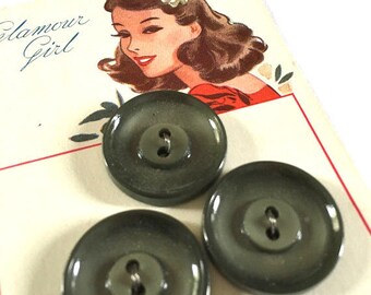 Vintage 1940s Grey Coat Buttons Set of 3 Matching