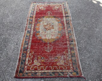 Kilim Rug , Turkish Kilim Rug , Vintage Kilim Rug , Small Kilim Rug , Kilim , Carpet Rug , Antique Rug , Oushak Rug , 6.2x3.0 feet 192x92 cm