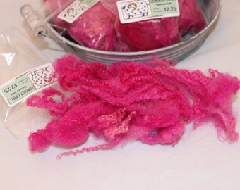 Bright Pink Teeswater Locks Needle Felting Bits, Needle Felting Wool # 646