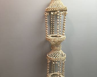 Vintage boho shell plant hanger chandelier circa 1970 1980
