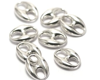 6 connectors "eight oval" 20x15mm silver