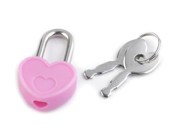 2 Small Heart Padlock 20x34 mm