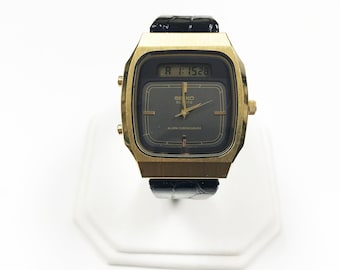 c713 Vintage Seiko Digital/ Analog Dual Time Quartz Watch 1980's