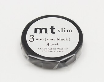 Matte Black - Thin 3mm Washi Tapes by MT Masking Tape - Set of Three