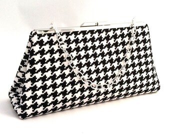 Black and White Houndstooth Purse ~ Black Purse ~ Black Handbag Clutch ~ Black and White Classic Houndstooth