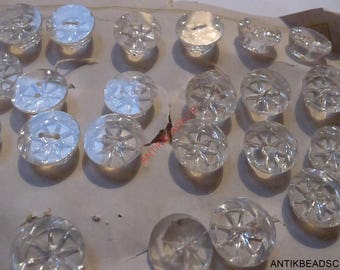 21 antique buttons glass cristal