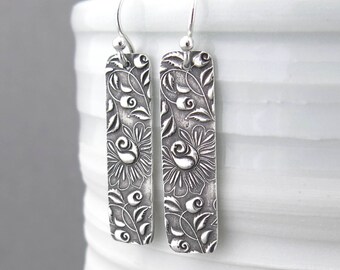 Bohemian Earrings Dangle Silver Earrings Bar Earrings Modern Jewelry Boho Jewelry Gift for Women Silver Jewelry - Bar