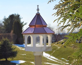 copper roof Bird Feeder Amish handmade handcrafted Double copper top X-Large 27 inches TALL