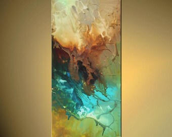 Acrylic Modern Abstract Painting Contemporary Teal Turquoise Fine Art on Canvas by Osnat - MADE-TO-ORDER