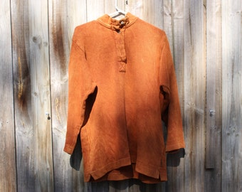 80s twill cotton long sleeve henley