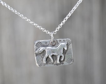 Horse Sterling Silver Necklace . Hand Forged . Sterling Necklace.Rustic. Necklace.