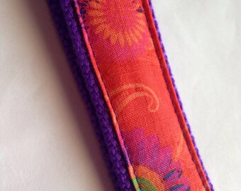 Handmade key fob, purple, pink, blue
