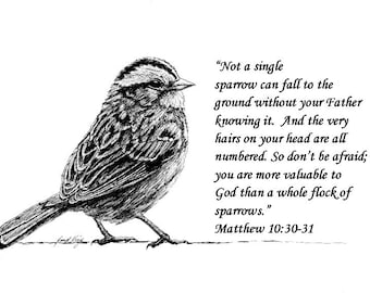 Sparrow Drawing with Scripture