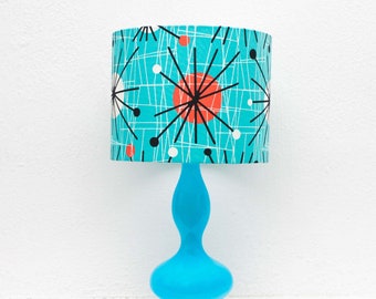 Turquoise Modern Bedside Lamp with Atomic Lampshade