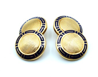 18k Yellow Gold Bvlgari Blue Enamel Cufflinks # 263621669268