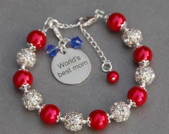 World's Best Mom, Birthstone Mom Gift, Mom Bracelet, Mom Present, Mom Birthday Gift, Mom Jewelry, Best Mom Ever, Greatest Mom