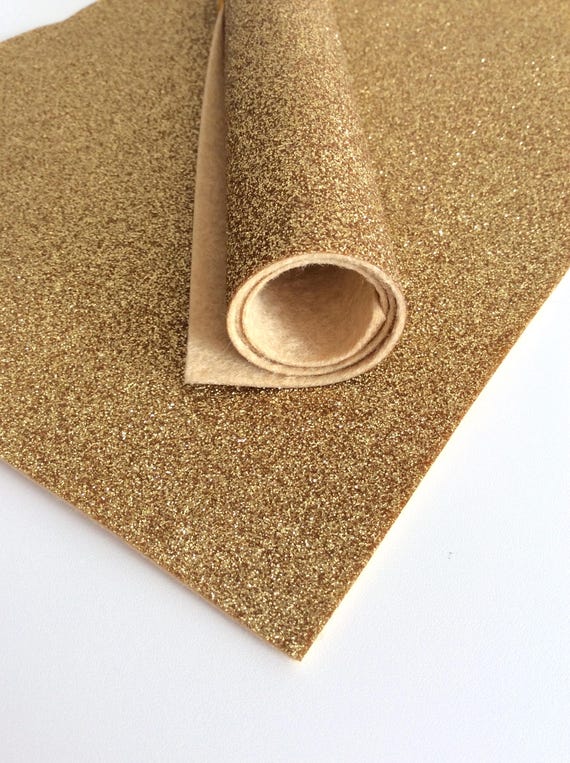 Gold Glitter Wool Felt / 1 sheet / 8X12 20X30cm or