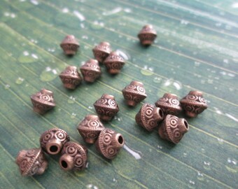 set of 10 beads bicones 6 x 6 mm antique bronze