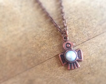 Thunderbird Necklace - Native American Jewelry - Southwestern Jewellery - Tribal - Antique Copper - Pearl