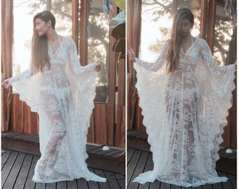 Kaftan Dress, Beach Dress, Wedding Lingerie, honeymoon dress, lace Tunic, bridal lingerie, maxi dress, Beach cover ups, beach kaftan