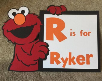 Personalized Sesame Street Elmo sign. You pick name. Great for Birthdays or baby showers or room decor.Free Shipping