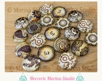 2 cabochons 20 mm glass effect henna tattoo
