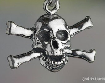 Sterling Silver Skull and Crossbones Charm Pirates Poison Solid .925