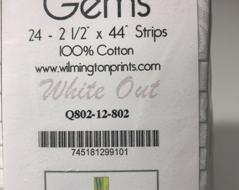 Essential Gems-White Out- 24-2 1/2 x 44 strips. Wilmington Prints