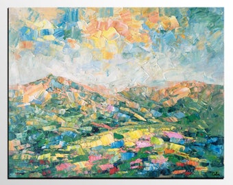 Oil Painting Landscape, Abstract Art, Canvas Painting, Mountain Landscape Painting, Large Canvas Art, Original Art, Heavy Texture Wall Art