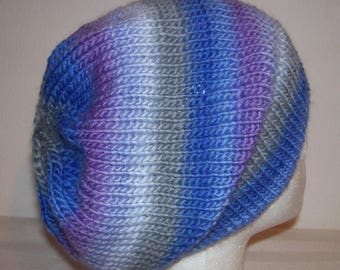 Ski Hat - Slouchy Beanie - Toque - Hand Knit Hat - Winter Cap - Wool/Nylon Beanie - Stocking Cap - Midwinter