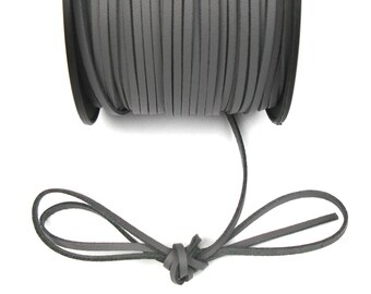 Gray 3 mm leather cord / 1 mm X 1 meter