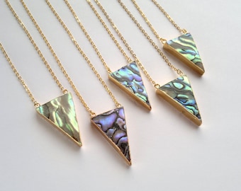 Abalone Shell Necklace Triangle Necklace Abalone Necklace Geometric Necklace Abalone Pendant Abalone Shell Jewelry Boho Geometric Jewelry