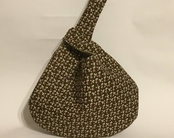 Fabric crochet bag, Japanese knot bag, grab and go bag, wristlet