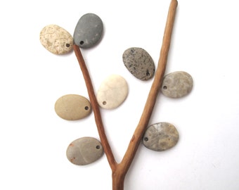 Stone Beads Pebble Beads Mediterranean Natural Beach Stone Beads Top Drilled Rock Pairs Diy Jewelry EARTHY LOT 25-26 mm
