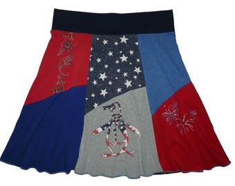 4th of July Plus Size Skirt Women's 2X 3X Size 20 22 24 26 Best Selling Item Hippie Skirt upcycled repurposed Twinkle skirts Twinklewear