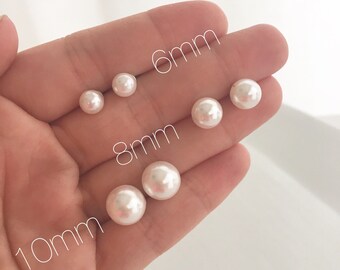 10mm Pearl Stud Earrings, 10mm Pearl Post Earrings, Nickel Free Earrings, White Pearl Earrings, Gifts for Her