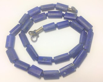 Natural Stunning Quality Matte Finish Lapis Lazuli Beads Strand Necklace Afghanistan