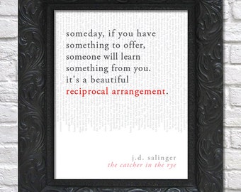 literary art print / book quote // the catcher in the rye; j.d. salinger / unframed