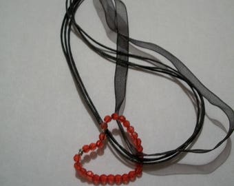 Cord handmade red heart pendant