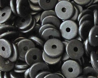 25 Black 13mm Washers Greek Ceramic Beads