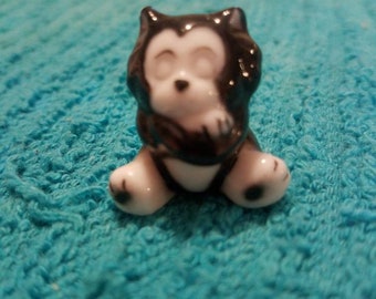 Black and White Cat miniature cat figurine