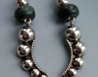 Mexican Jade Sterling Dome Earrings