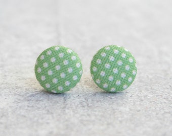 Lawn Dots Fabric Button Earrings
