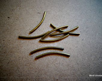 Set of 20 beads curved metal bronze