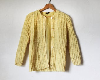 Vintage Yellow Knit Cardigan