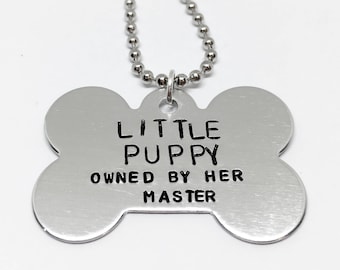 Pet play, puppy, custom necklace, can be customised, puppy owned by master, BDSM necklace, dog tag bdsm, little puppy, ddlg collar, bdsm